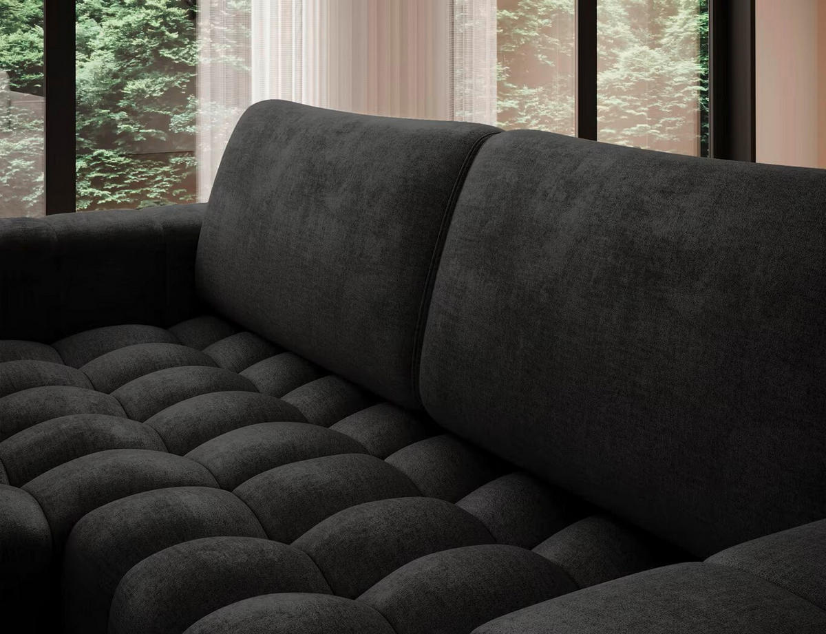 ECKSOFA  Anthrazit Samt  - Anthrazit/Schwarz, Design, Kunststoff/Textil (175/250cm) - MID.YOU