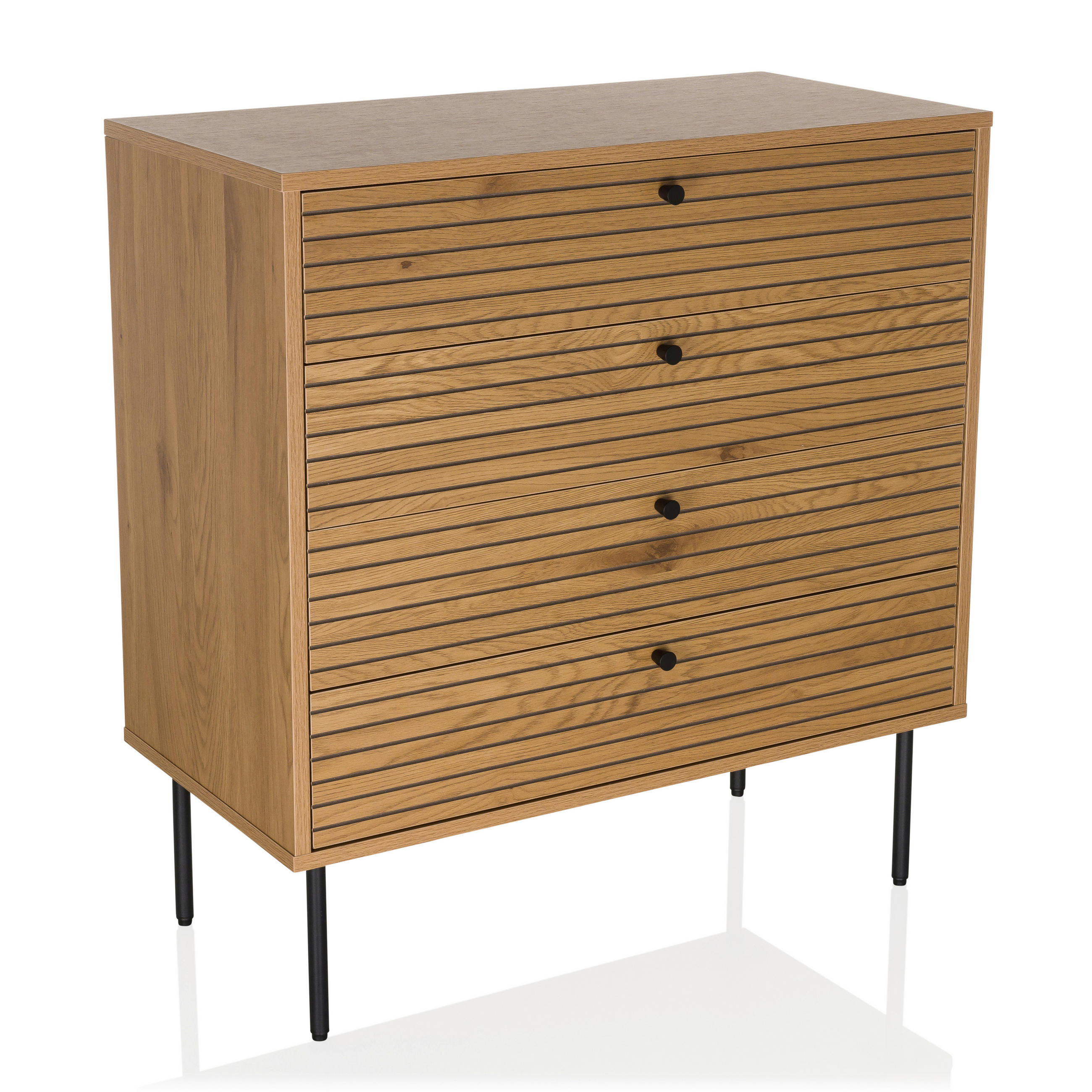 KOMMODE  in 80/85/40 cm  - Eichefarben/Schwarz, MODERN, Holzwerkstoff/Metall (80/85/40cm) - MID.YOU