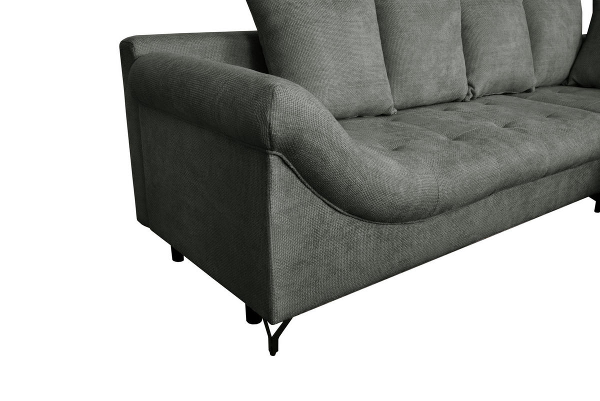 ECKSOFA Anthrazit Struktur  - Anthrazit/Schwarz, KONVENTIONELL, Textil/Metall (274/194cm) - Carryhome