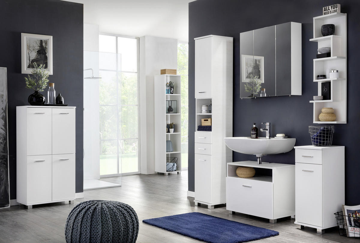 SPIEGELSCHRANK 70/70,7/15,6 cm  - Weiß/Nickelfarben, MODERN, Glas/Holzwerkstoff (70/70,7/15,6cm) - MID.YOU