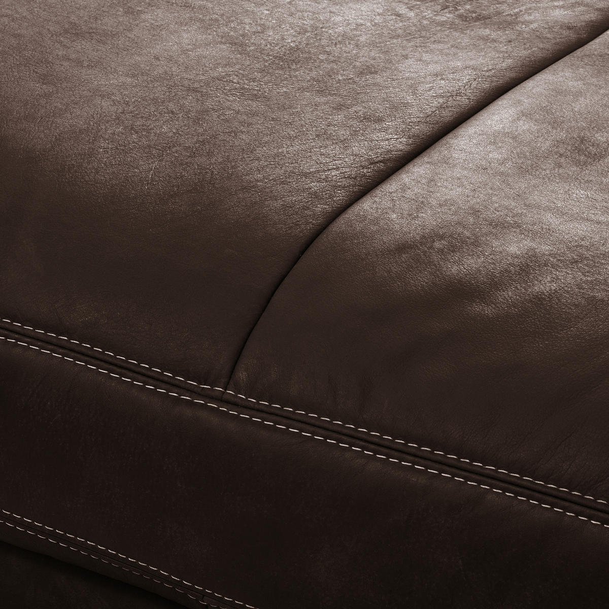 HOCKER in Leder Dunkelbraun  - Dunkelbraun/Beige, Design, Leder/Kunststoff (123/45/93cm) - Livetastic