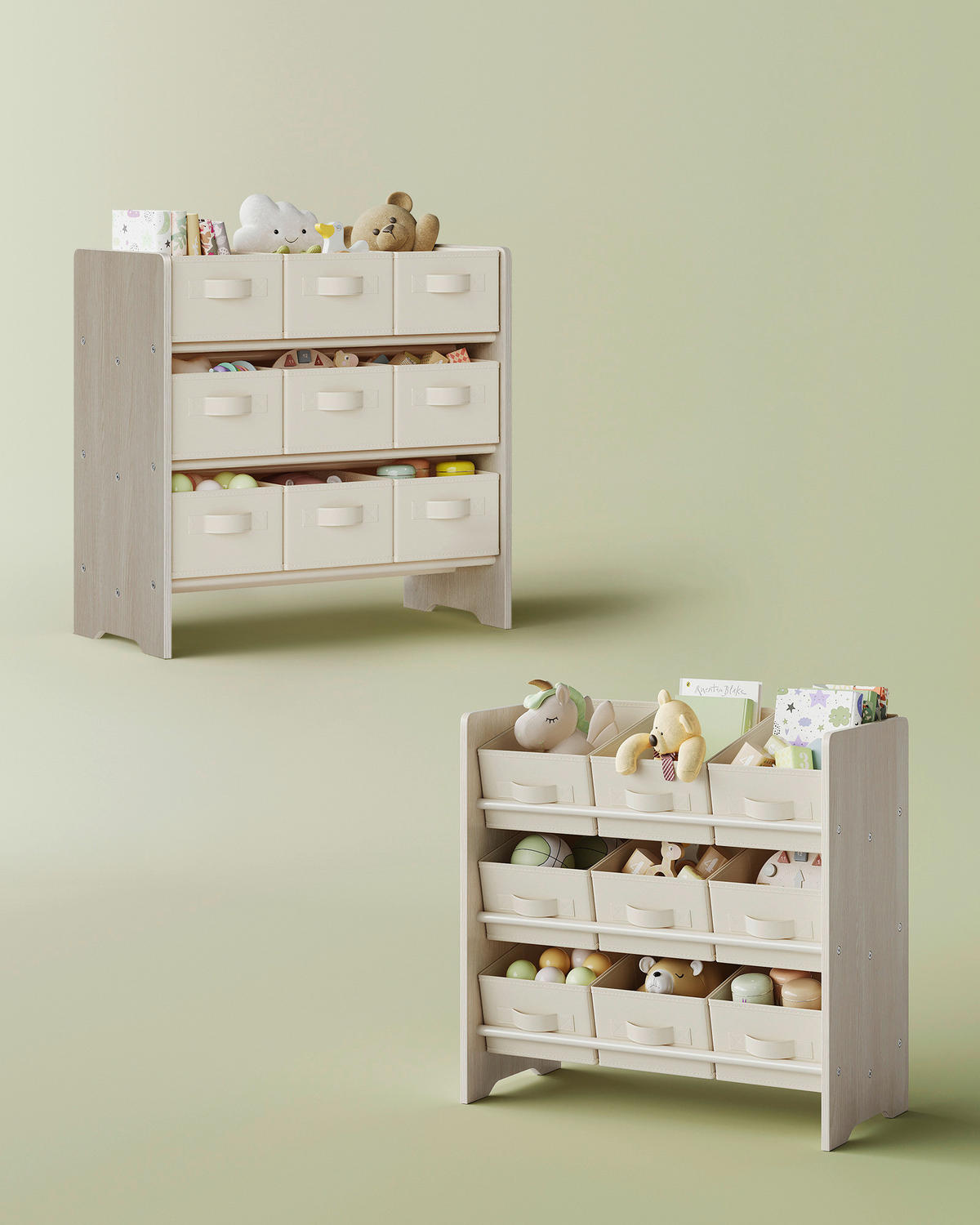 KINDERREGAL 62,5/60/29,5 cm  - Beige, MODERN, Holzwerkstoff/Textil (62,5/60/29,5cm) - MID.YOU