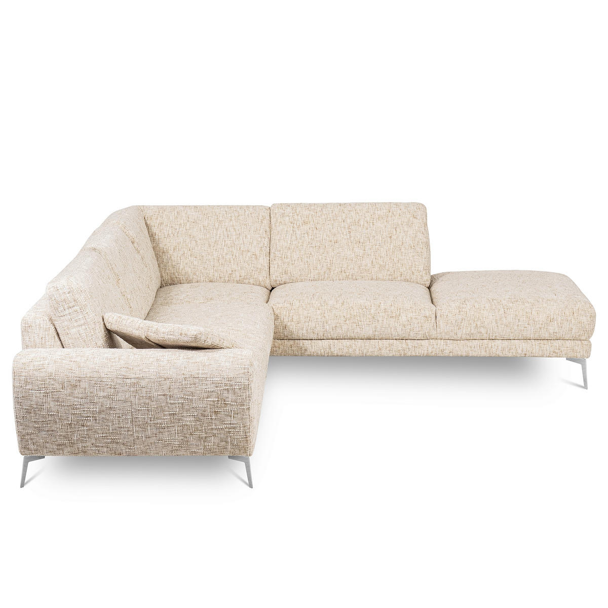 ECKSOFA  Webstoff Beige  - Chromfarben/Beige, Design, Textil/Metall (273/250cm) - Livetastic