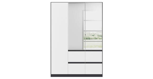 KLEIDERSCHRANK  in Grau, Weiß  - Weiß/Grau, Trend, Glas/Holzwerkstoff (136/197/54cm) - Xora