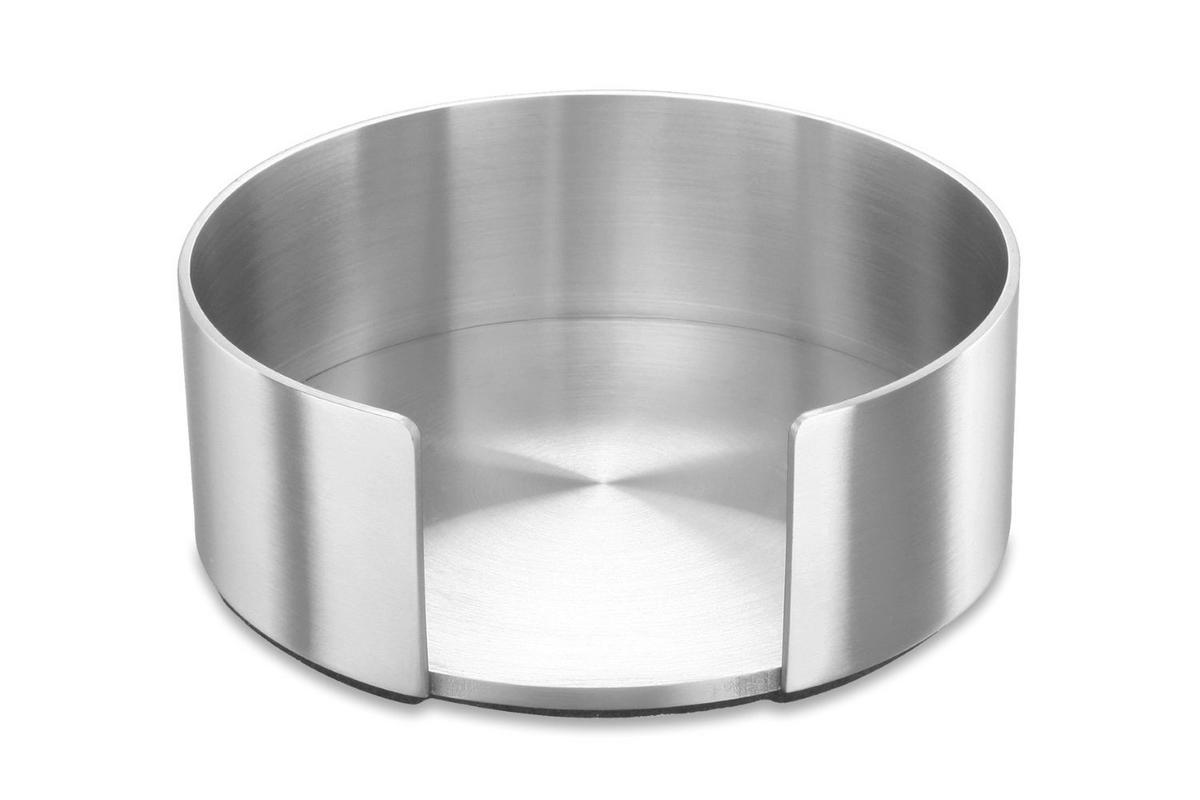 GLASUNTERSETZERSET Metall, Kunststoff Schwarz, Edelstahlfarben  - Edelstahlfarben/Schwarz, KONVENTIONELL, Kunststoff/Metall (9/3,5/9cm) - Zack