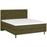 BOXSPRINGBETT 180/200 cm  in Olivgrün  - Silberfarben/Olivgrün, KONVENTIONELL, Textil/Metall (180/200cm) - Welnova