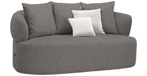 2-SITZER-SOFA in Plüsch Graphitfarben  - Creme/Schwarz, MODERN, Kunststoff/Textil (177/86/105cm) - Hom`in