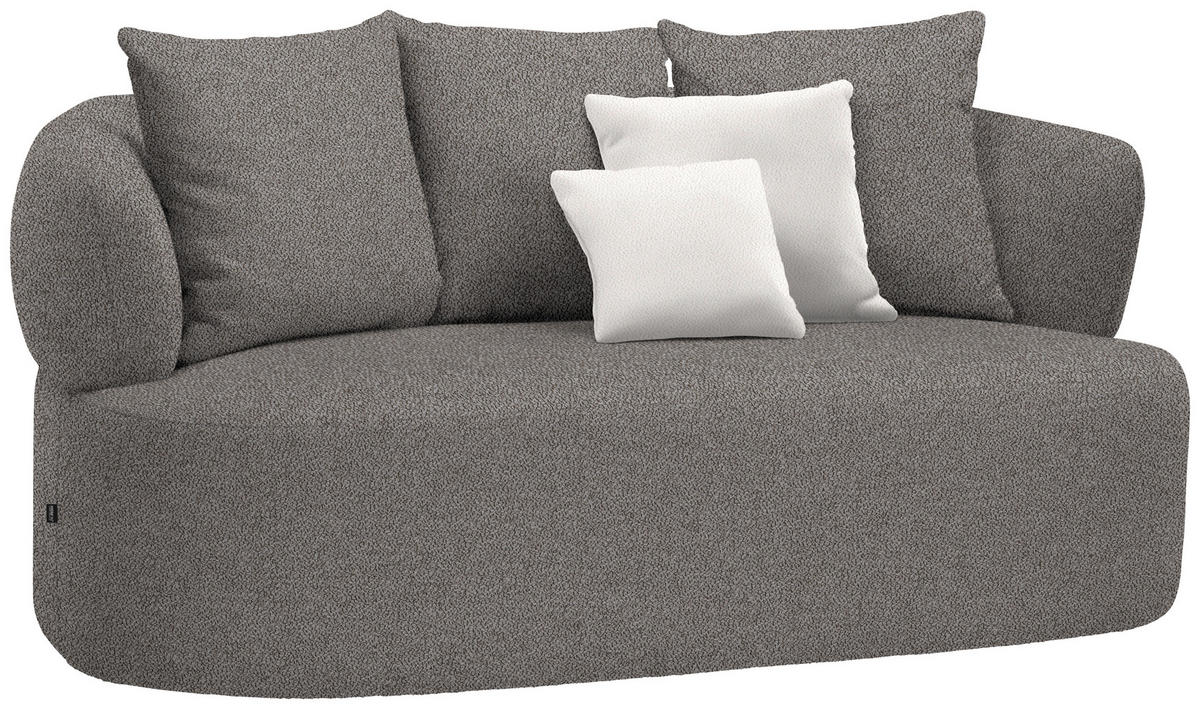 2-SITZER-SOFA in Plüsch Graphitfarben  - Creme/Schwarz, MODERN, Kunststoff/Textil (177/86/105cm) - Hom`in