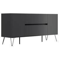 SIDEBOARD Posseik Industrial  in 155/75,8/42 cm  - Graphitfarben/Schwarz, Design, Holzwerkstoff/Metall (155/75,8/42cm) - P & B