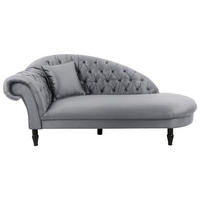 RÉCAMIERE 216/91/103 cm  in Velours Grau  inkl.  - Schwarz/Grau, Design, Holz/Textil (216/91/103cm) - MID.YOU