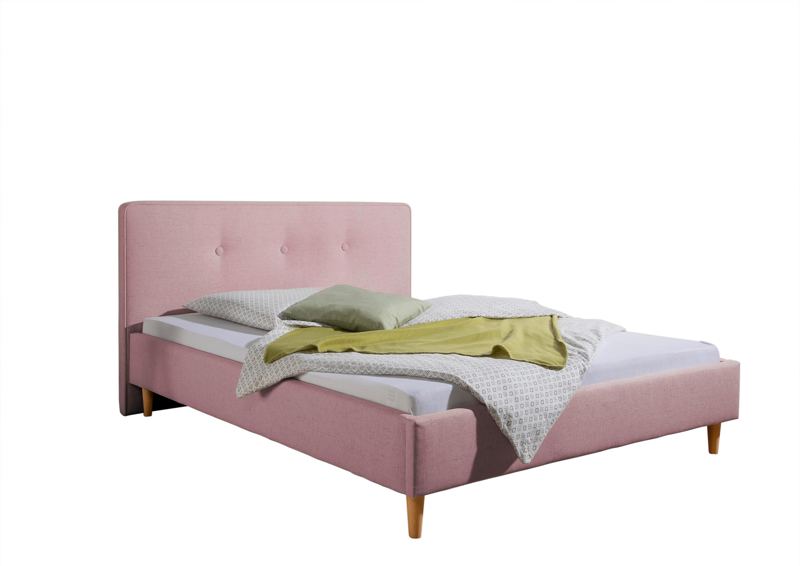 POLSTERBETT 100/200 cm,  in Rosa,  - Rosa/Naturfarben, MODERN, Holz/Textil (100/200cm) - Livetastic