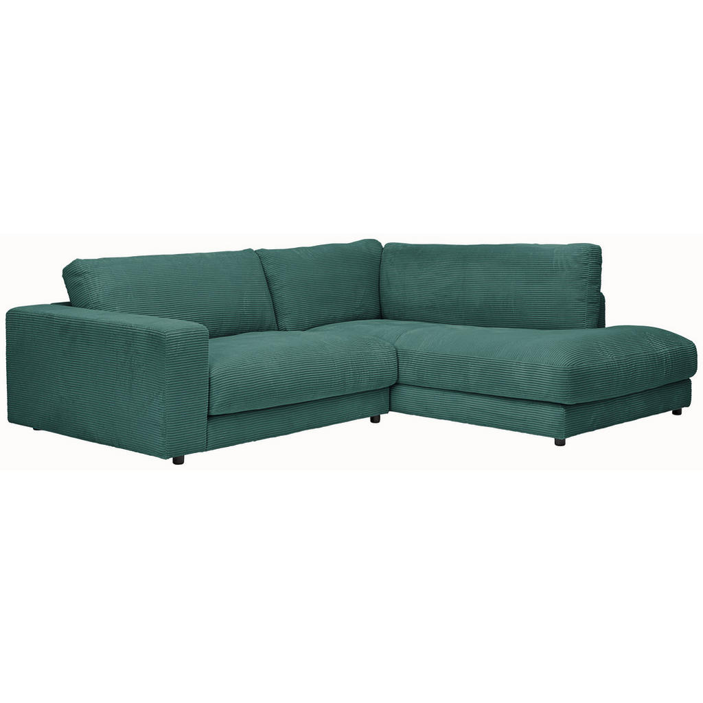 Thumbnail - Hom`in Ecksofa, Grün, Textil, 4-Sitzer, Füllung: Schaumstoff, Federn, Ottomane rechts, L-Form, 265x224 cm, Blauer Engel,...