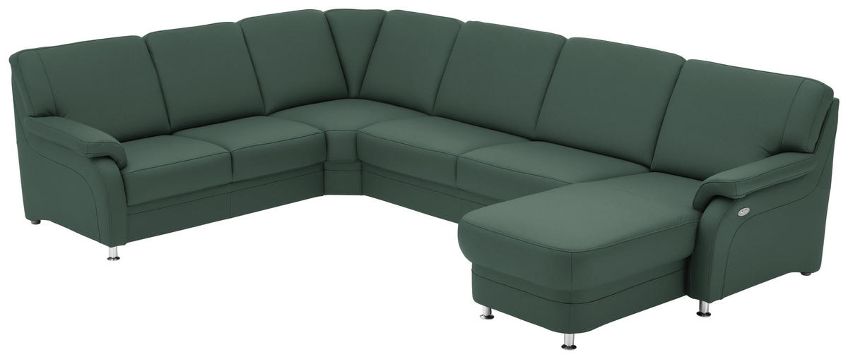 WOHNLANDSCHAFT Echtleder Opal  - Opal/Alufarben, Konventionell, Leder/Metall (239/329/165cm) - Beldomo Premium