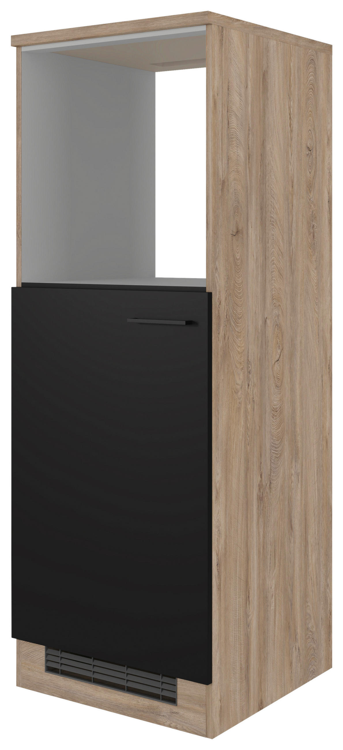 GERÄTEUMBAUSCHRANK 60/168,5/60 cm  in Schwarz, Eichefarben  - Eichefarben/Schwarz, KONVENTIONELL, Holzwerkstoff/Metall (60/168,5/60cm) - FlexWell