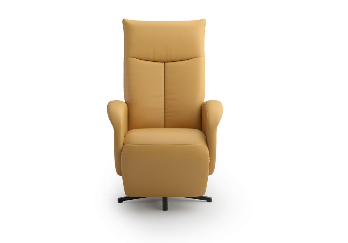 DREHSTUHL Currygelb  - Currygelb/Schwarz, MODERN, Leder/Metall (75/112/82cm) - Sit & More