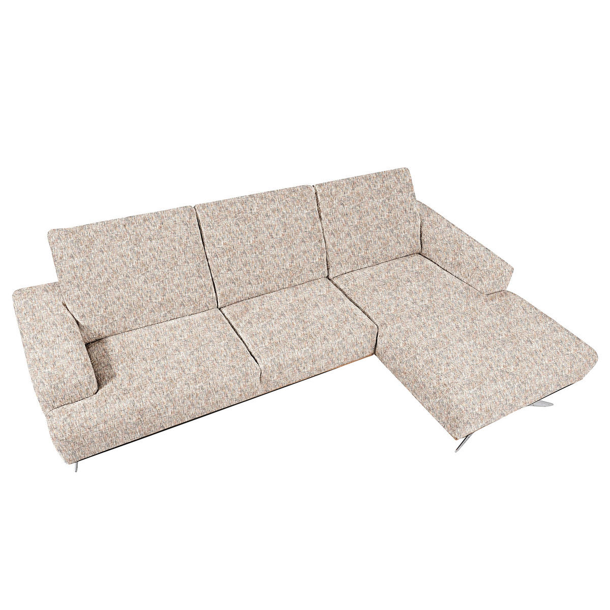 ECKSOFA PORTLAND in Struktur Blau, Gelb, Rot, Weiß Kopfteilverstellung  295/187 cm  - Chromfarben/Blau, Design, Holz/Textil (295/187cm) - Livetastic