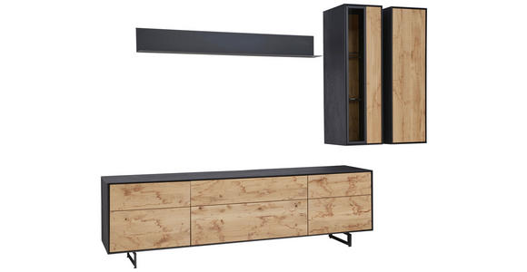 WOHNWAND in Anthrazit, Eichefarben - Eichefarben/Anthrazit, Natur, Glas/Holz (276/197/49cm) - Valnatura