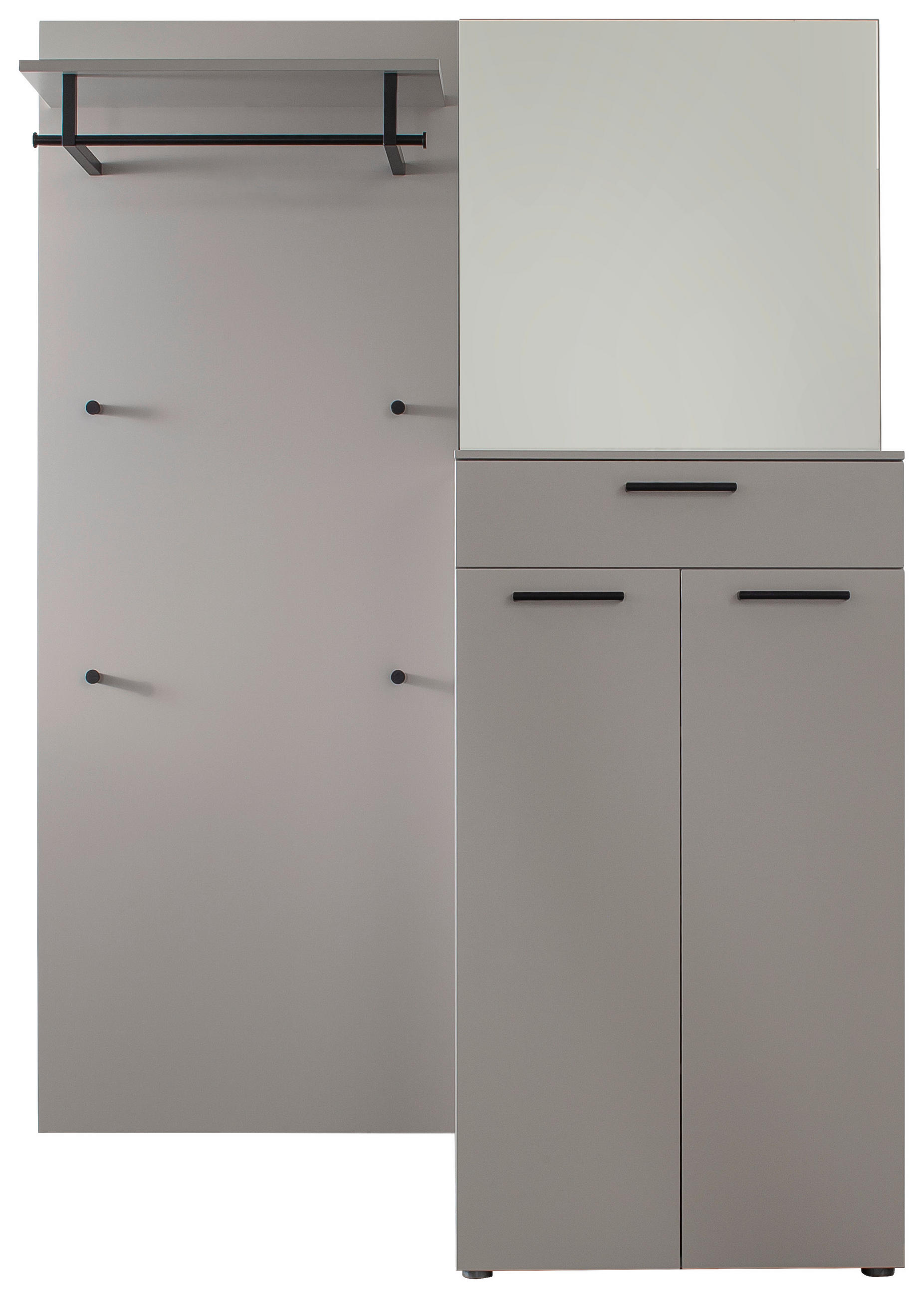 GARDEROBE 3-teilig in 136/198/29 cm - Grau, Design, Holzwerkstoff (136/198/29cm) - Moderano