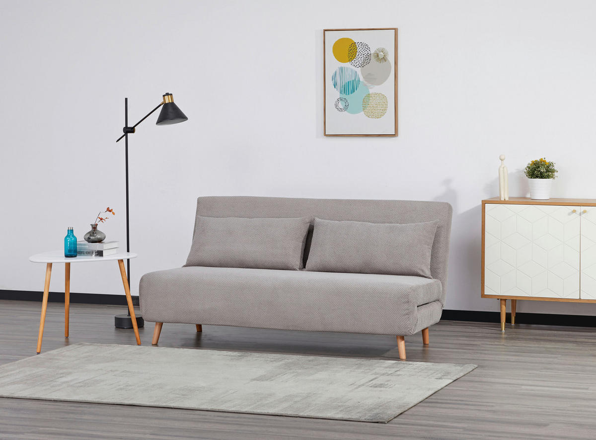 SCHLAFSOFA Cord Grau  - Naturfarben/Grau, MODERN, Holz/Textil (162/82/91cm) - MID.YOU