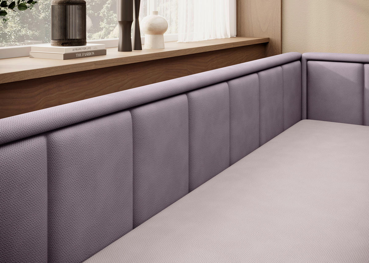 RÉCAMIERE in Chenille Lila, Rosa  - Lila/Schwarz, Design, Kunststoff/Textil (214/77/82cm) - MID.YOU