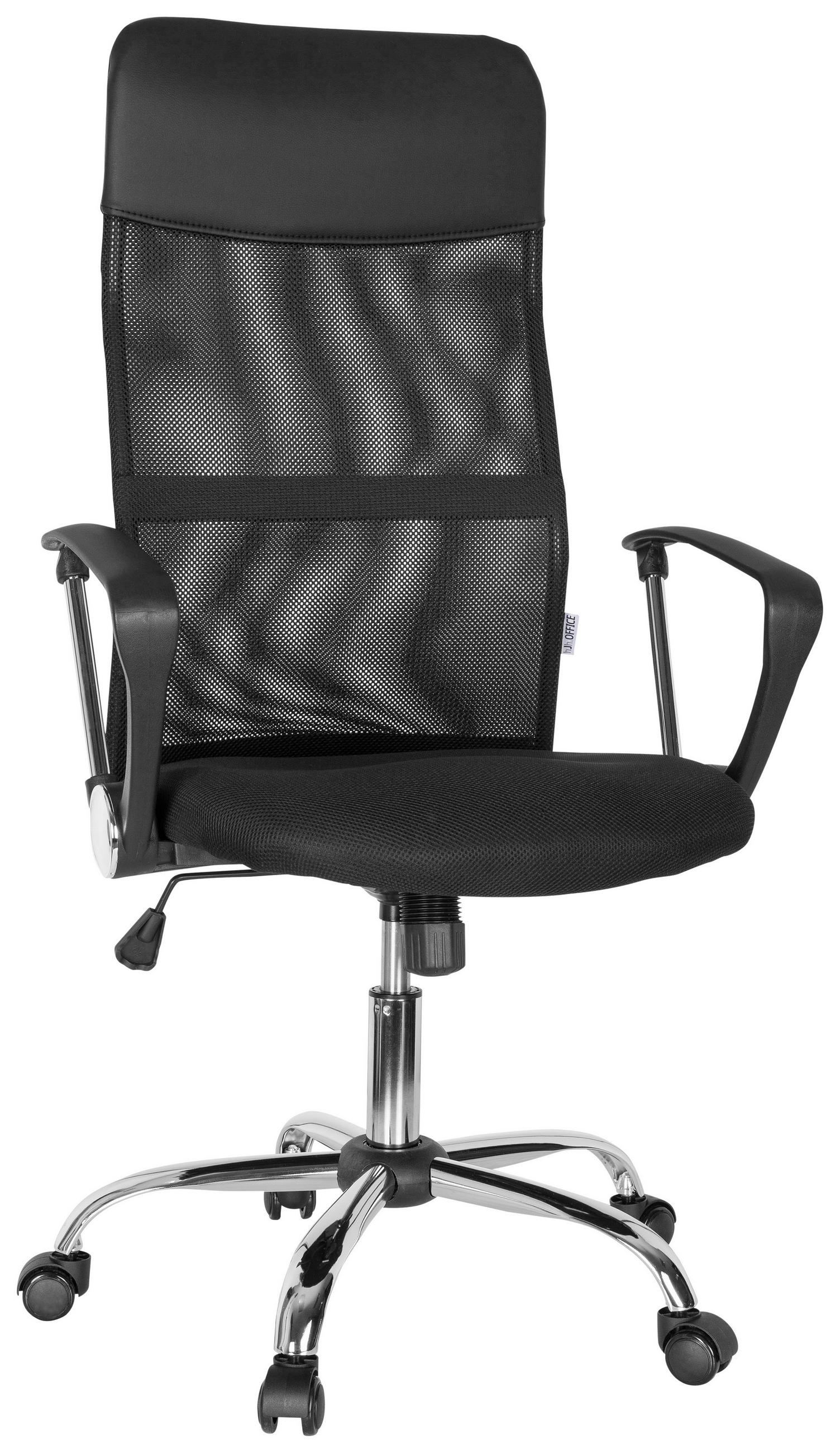 DREHSTUHL Lederlook, Netzbespannung Schwarz  - Chromfarben/Schwarz, MODERN, Kunststoff/Textil (64/118/60cm) - MID.YOU