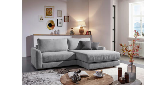 ECKSOFA in Cord Hellgrau  - Dunkelgrau/Hellgrau, Design, Kunststoff/Textil (240/175cm) - Xora