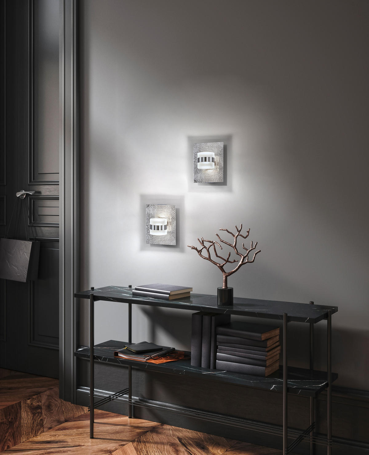 LED-WANDLEUCHTE - Nickelfarben, Design, Metall (21/16/16,5cm) - Fischer & Honsel