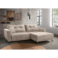 ECKSOFA Restato Creme Velours  - Creme/Schwarz, MODERN, Textil/Metall (246/177cm) - MID.YOU