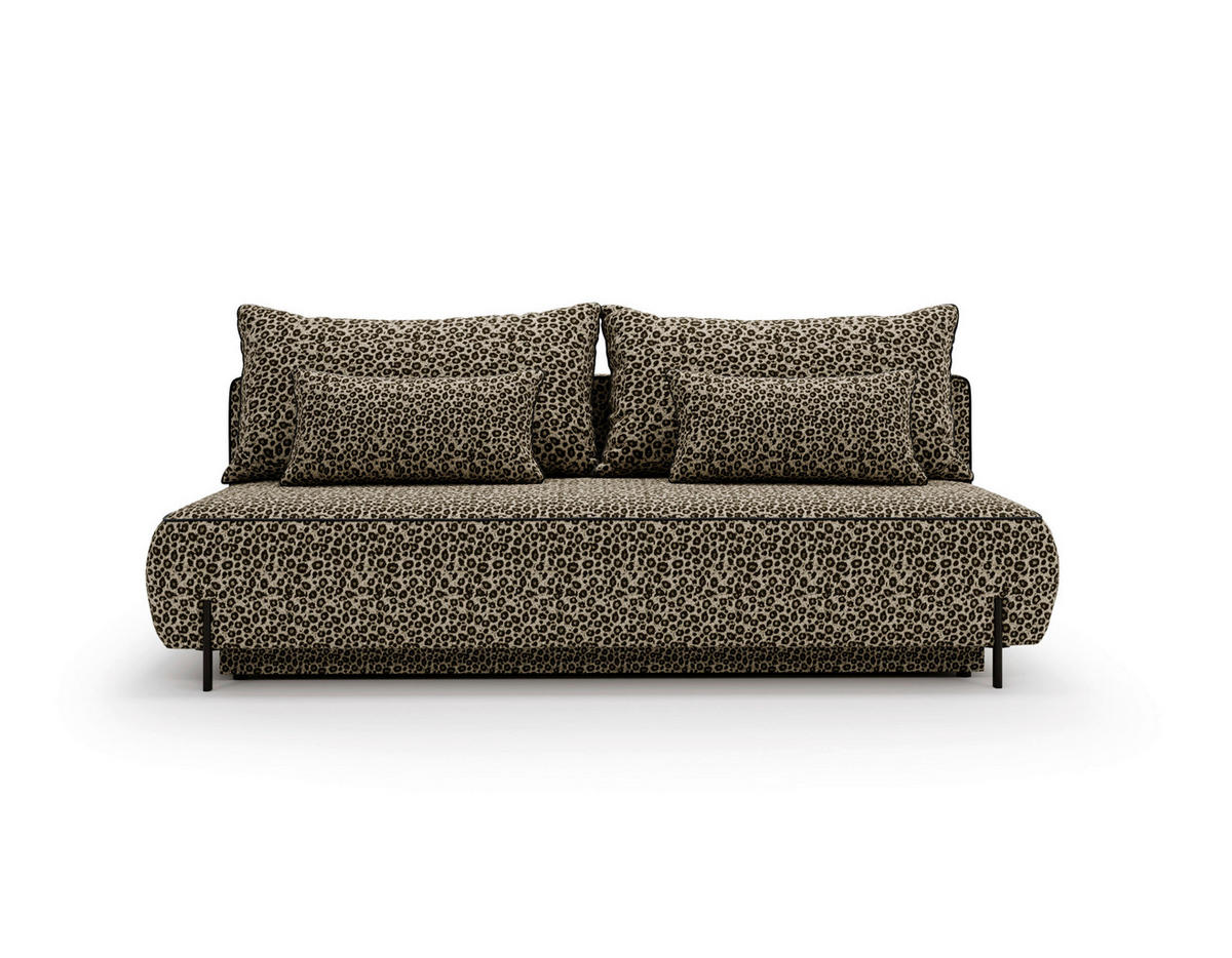 SCHLAFSOFA Jacquard Braun Stoffauswahl, Rücken echt  - Schwarz/Braun, Design, Textil/Metall (212/90/95cm) - Livetastic
