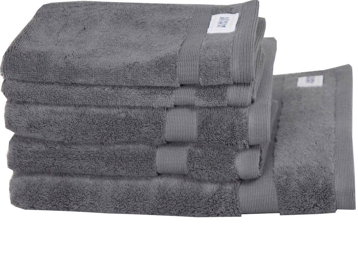 FROTTIERSET SW-Cuddly Anthrazit 5-teilig  - Anthrazit, Basics, Textil - Schöner Wohnen