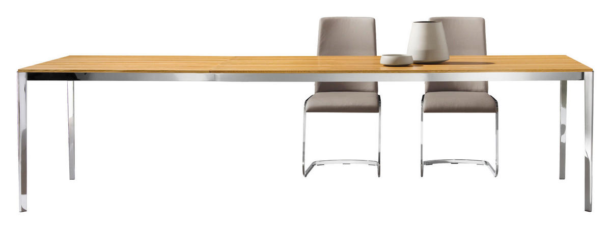 ESSTISCH in Holz, Metall 250-350/100/75 cm  - Edelstahlfarben/Eichefarben, Design, Holz/Metall (250-350/100/75cm) - TEAM 7