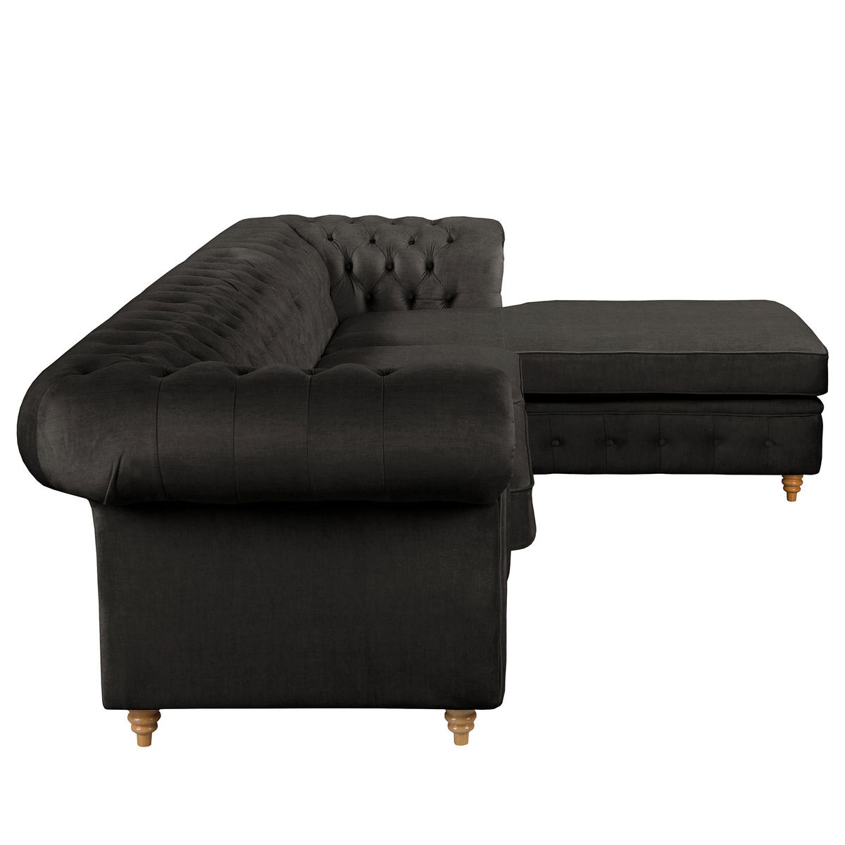 ECKSOFA Laura in Mikrofaser Anthrazit  284/182 cm  - Anthrazit/Braun, Design, Holz/Textil (284/182cm) - P & B