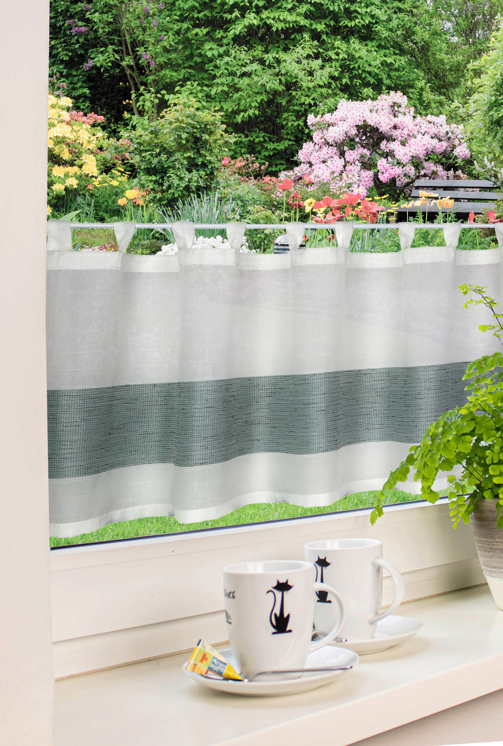 KURZGARDINE   140/50 cm   - Türkis/Weiß, Basics, Textil (140/50cm)