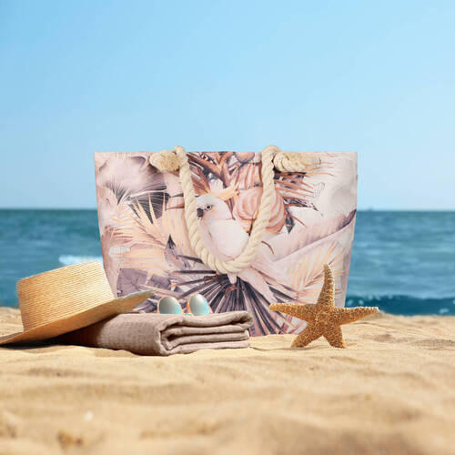 STRANDTASCHE - Taupe/Beige, KONVENTIONELL, Textil (43/60cm)