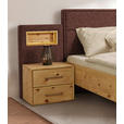 BETT 180/200 cm  in Zirbelkieferfarben, Dunkelrot  - Zirbelkieferfarben/Dunkelrot, Natur, Holz/Textil (180/200cm) - Valnatura
