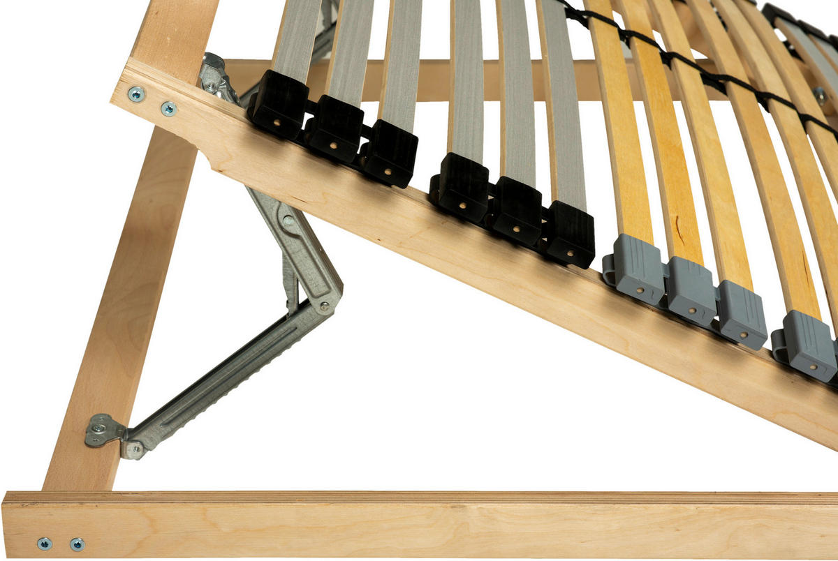 LATTENROST 100/200 cm, Kopfteil verstellbar, Birke, Buche  - Naturfarben/Grau, Basics, Holz (100/200cm) - Boxxx