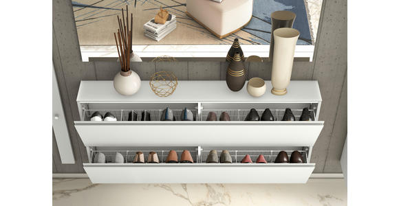 SCHUHKIPPER - Weiß, Design, Glas/Holzwerkstoff (160/81/22cm) - Moderano