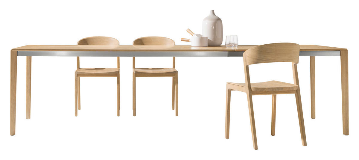 ESSTISCH in Holz, Metall 200(300)/100/75 cm  - Edelstahlfarben/Eichefarben, Design, Holz/Metall (200(300)/100/75cm) - Team 7