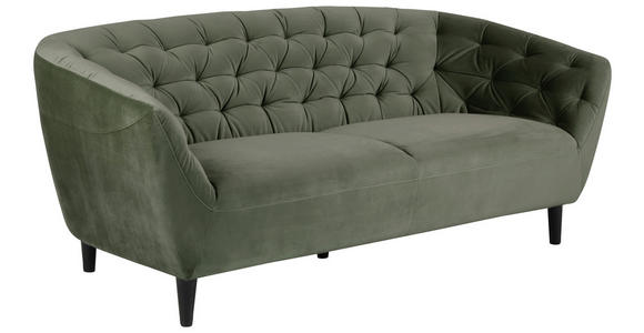 CHESTERFIELD-SOFA in Samt Grün  - Schwarz/Grün, Trend, Holz/Textil (191/78/84cm) - Ambia Home