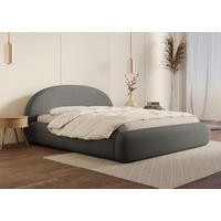 POLSTERBETT 180/200 cm,  in Dunkelgrau, gepolstertes Kopfteil, Lattenrost, Bettkasten,  - Dunkelgrau/Schwarz, Design, Holz/Textil (180/200cm) - Chameo