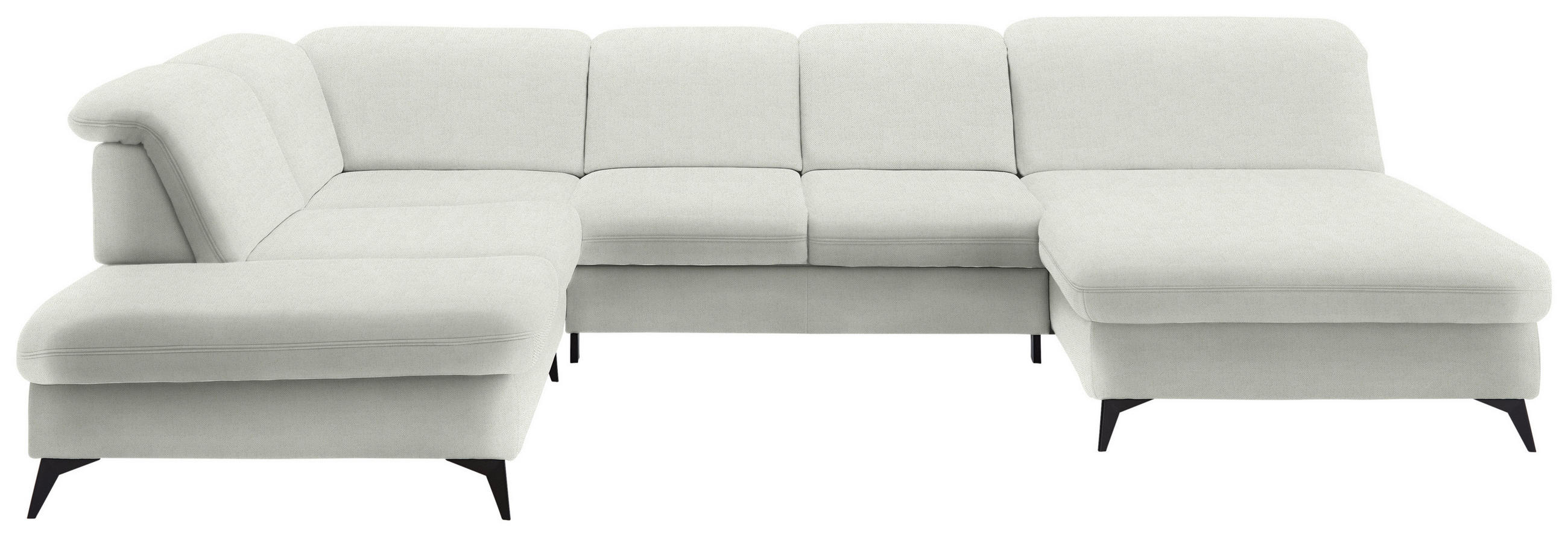 WOHNLANDSCHAFT  in Chenille Naturfarben  - Schwarz/Naturfarben, Design, Textil/Metall (255/369/198cm) - Beldomo Style