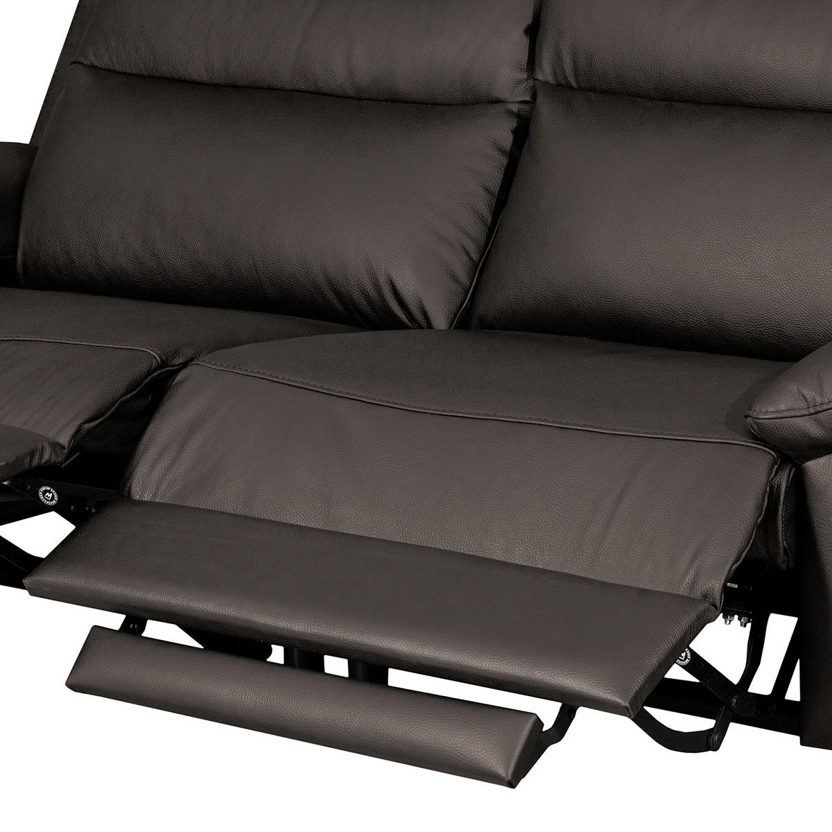 2,5-SITZER 216/95/96 cm PERLE in Echtleder Dunkelbraun   - Chromfarben/Dunkelbraun, Design, Leder/Metall (216/95/96cm) - Livetastic