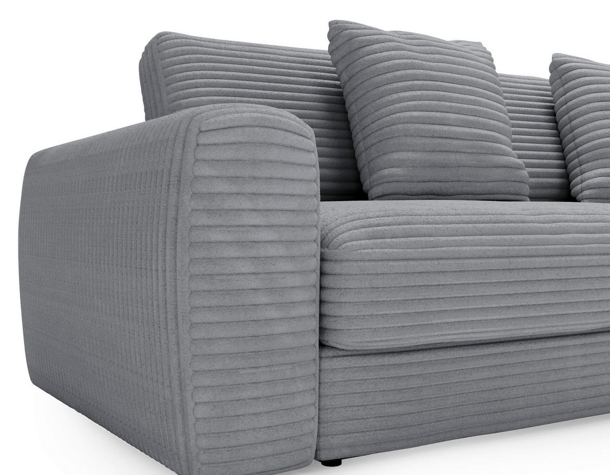 ECKSOFA Dunkelgrau Cord  - Dunkelgrau/Schwarz, MODERN, Kunststoff/Textil (302/182cm) - Carryhome
