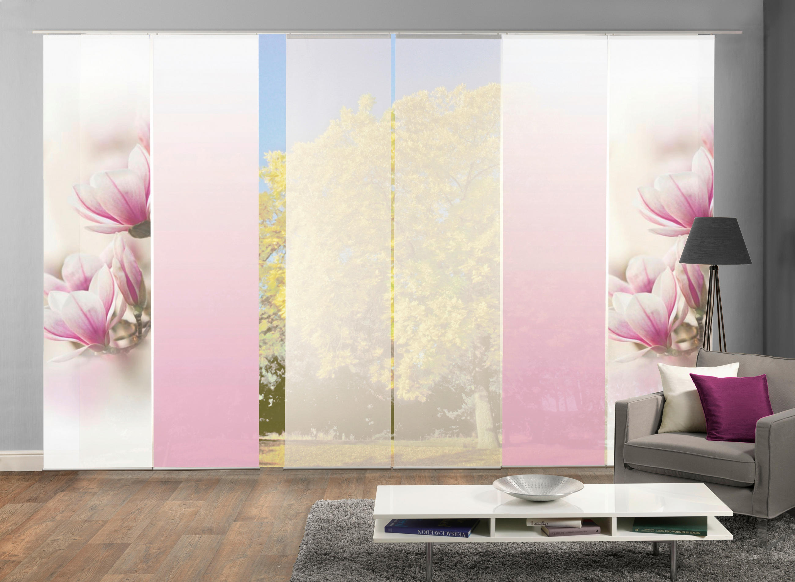 FLÄCHENVORHANG MAGNENE, 6-TLG.  6 Stück  blickdicht   6x60/245 cm  - Rosa, Basics, Textil (6x60/245cm)