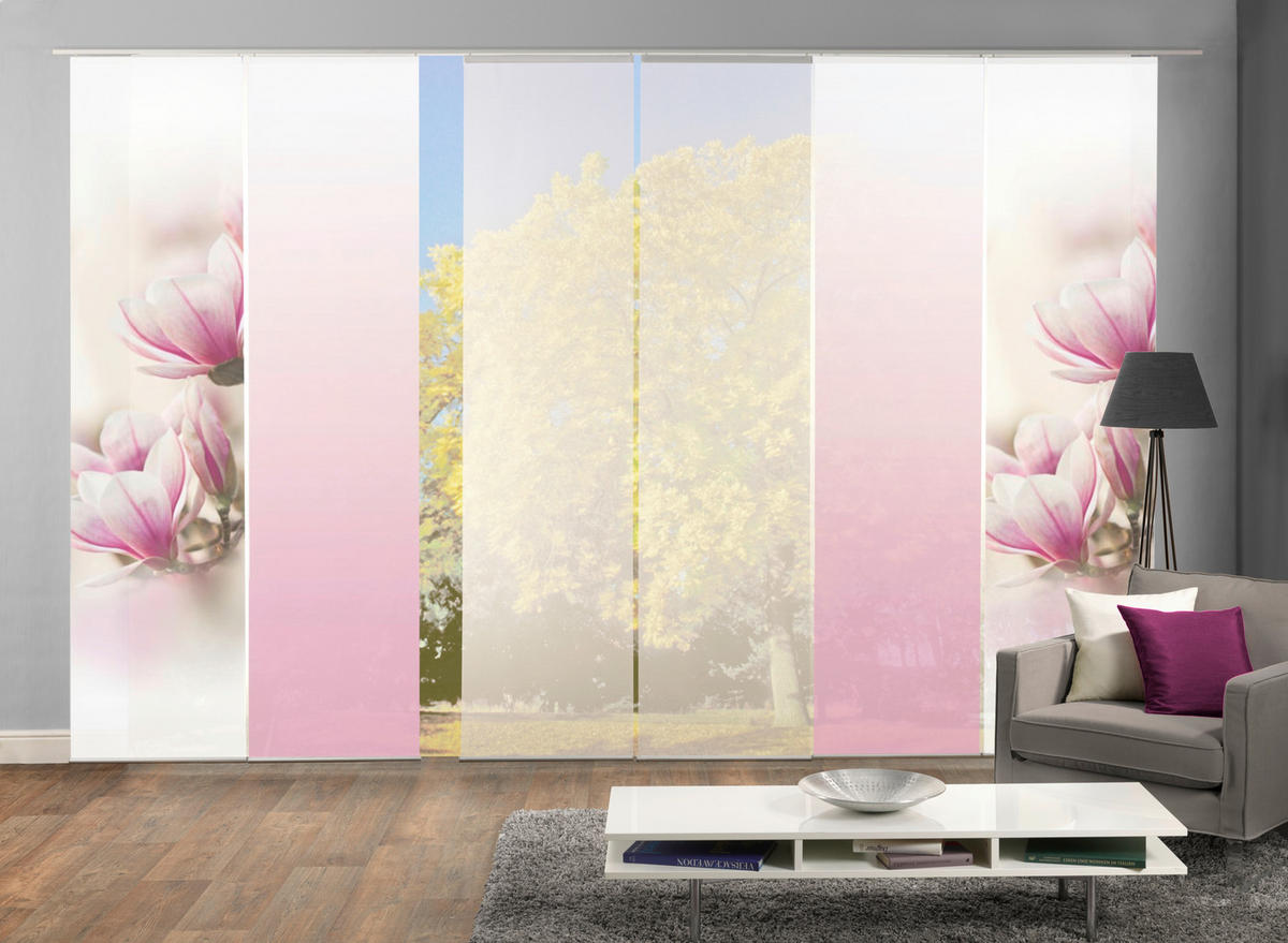 FLÄCHENVORHANG MAGNENE, 6-TLG.  6 Stück  blickdicht   6x60/245 cm  - Rosa, Basics, Textil (6x60/245cm)