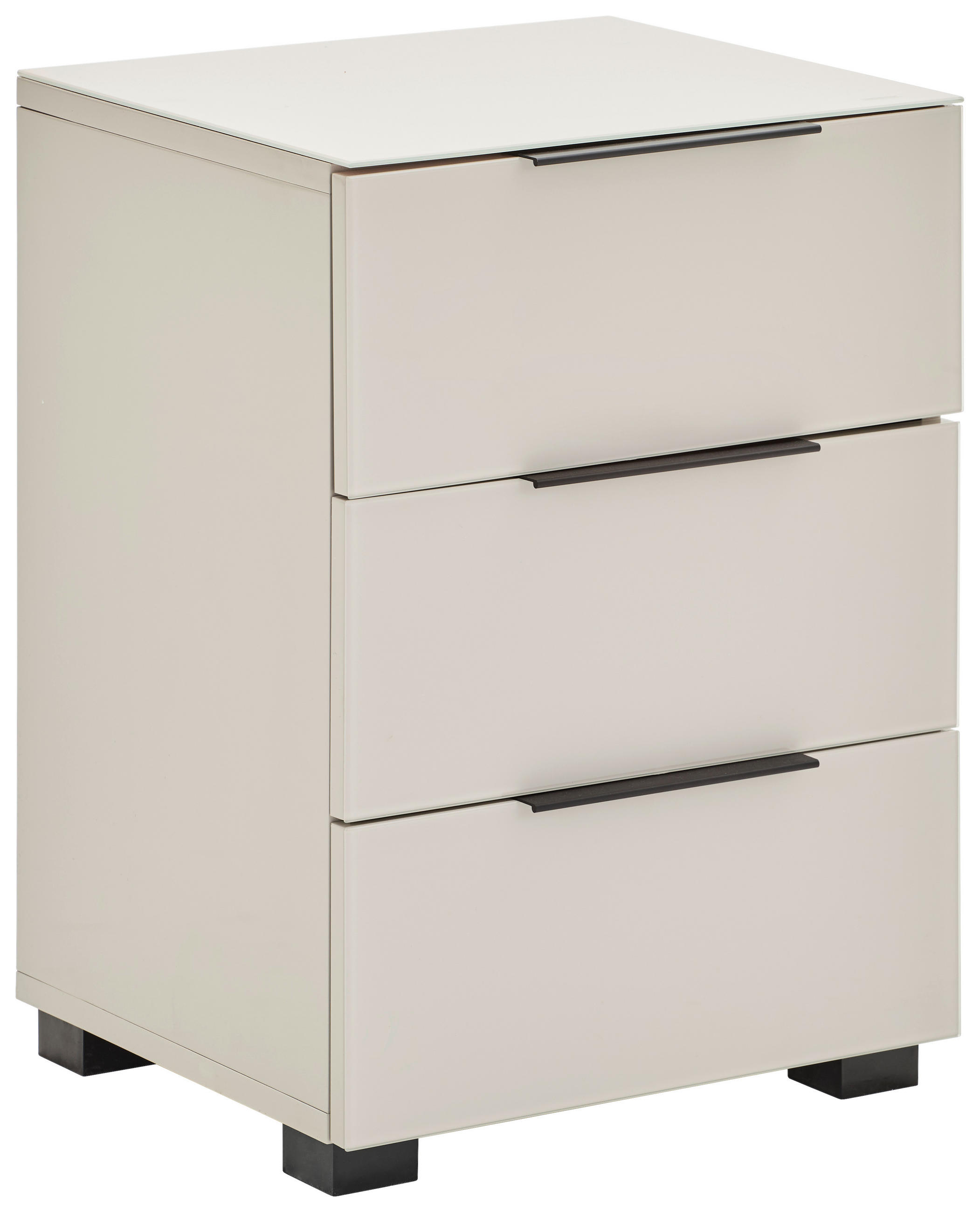 NACHTSCHRANK 45/62/42,3 cm  - Kaschmir/Schwarz, Design, Glas/Holzwerkstoff (45/62/42,3cm) - Novel