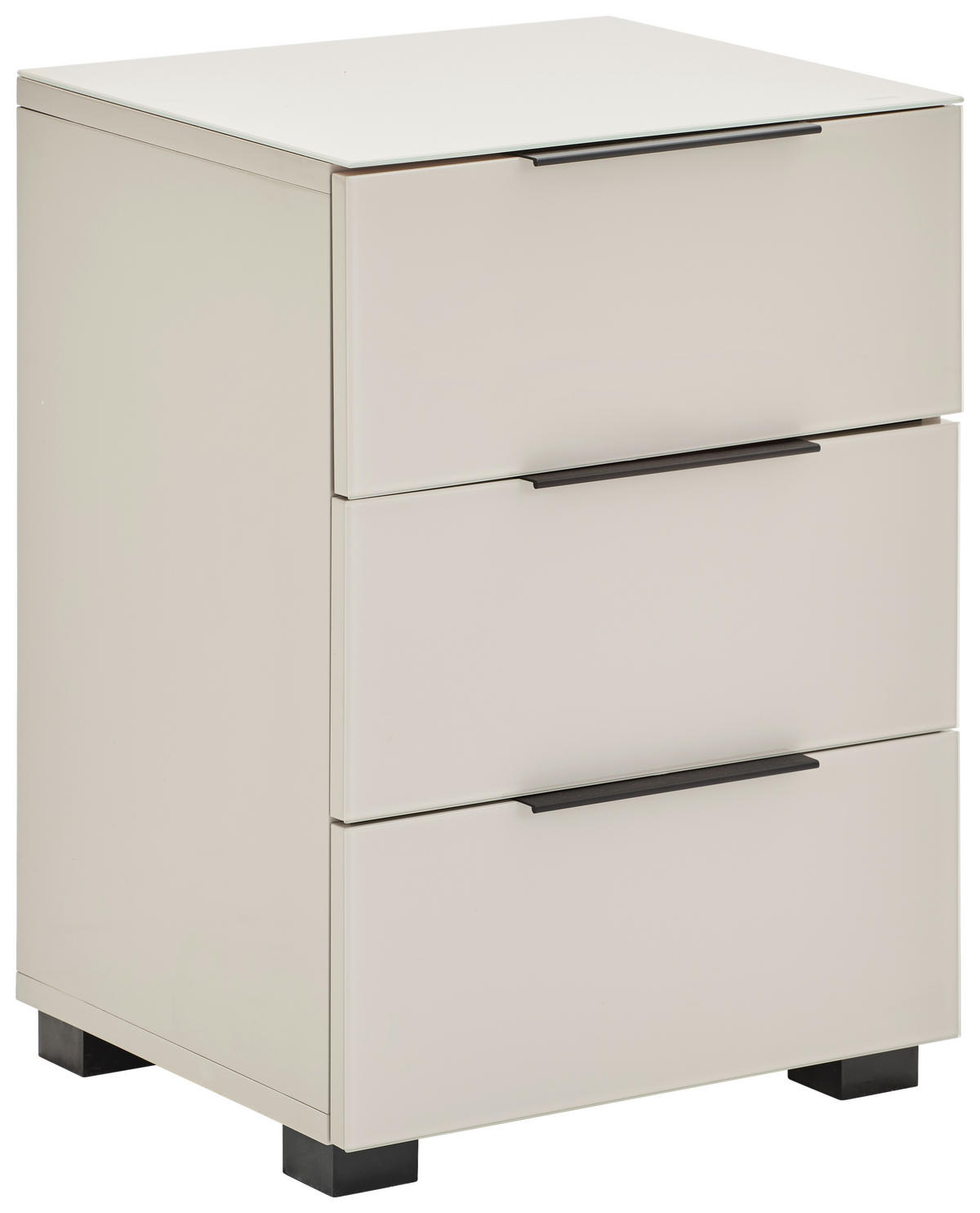 NACHTSCHRANK 45/62/42,3 cm  - Kaschmir/Schwarz, Design, Glas/Holzwerkstoff (45/62/42,3cm) - Novel