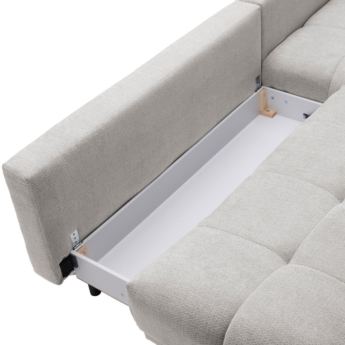 ECKSOFA in Chenille Hellgrau  - Hellgrau/Schwarz, Modern, Textil/Metall (290/182cm) - Hom`in