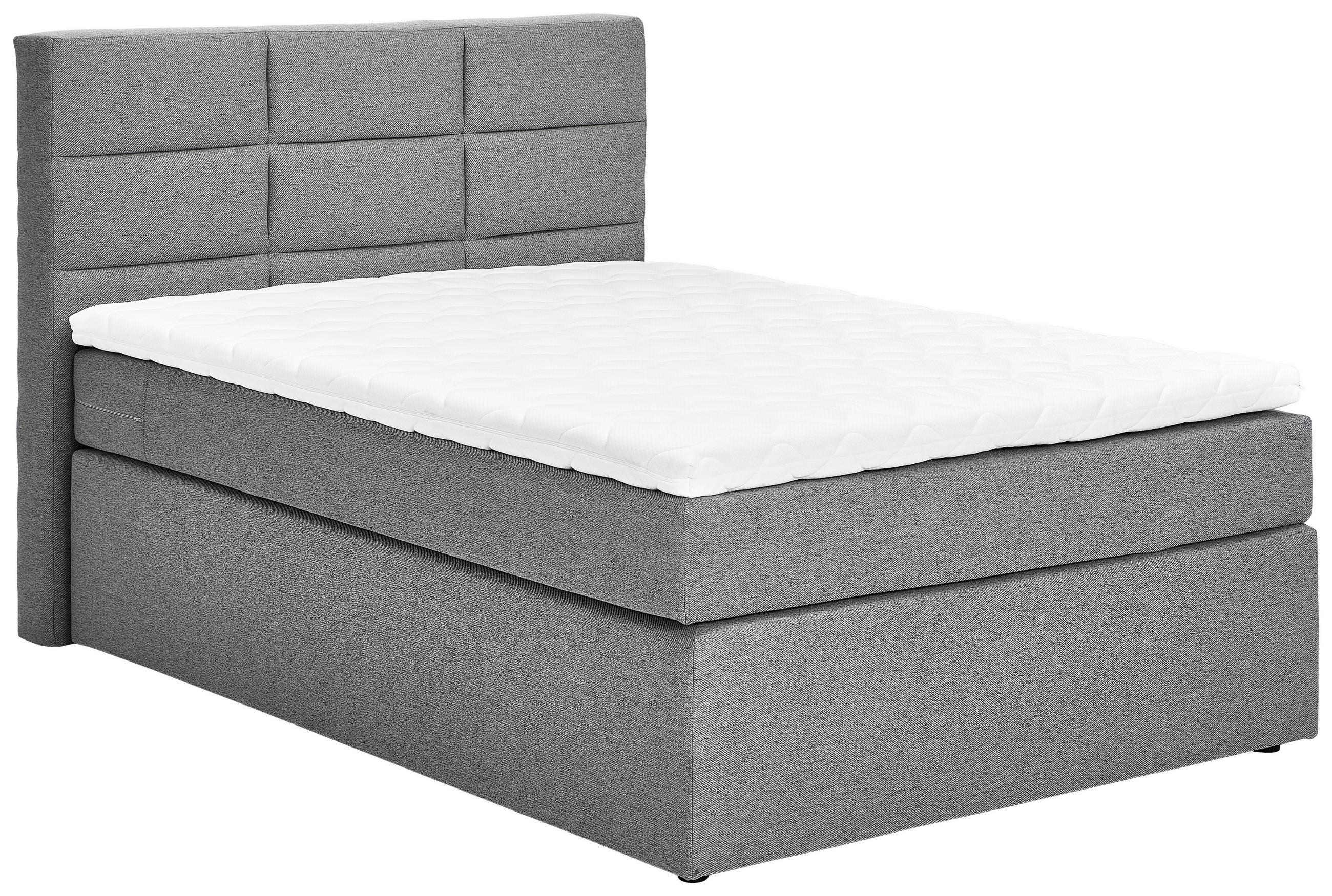 BOXSPRINGBETT 140/200 cm,  in Grau, Bettkasten, Topper, Matratzen, H3 = fest  - Schwarz/Grau, KONVENTIONELL, Textil (140/200cm) - Carryhome