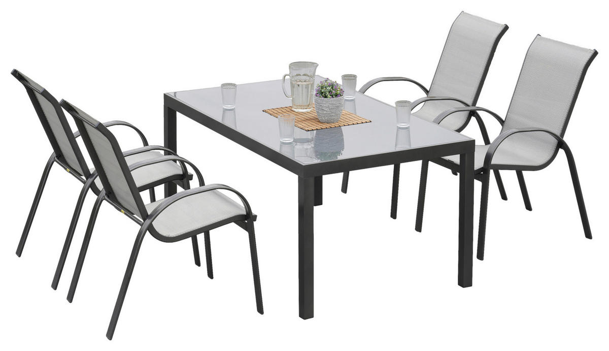GARTENSET 5-teilig Aluminium  - Graphitfarben/Braun, MODERN, Kunststoff/Metall - Gardenson